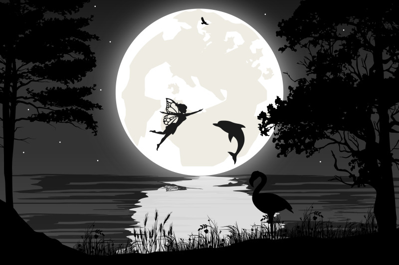 cute-fairy-and-dolphin-silhouette