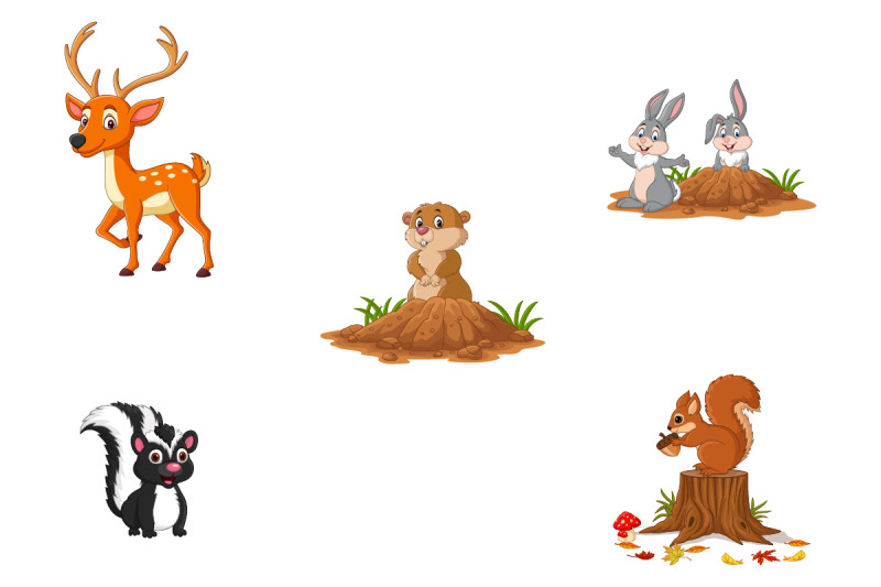 set-of-cute-cartoon-woodland-animals