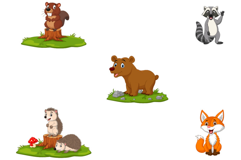 set-of-cute-cartoon-woodland-animals