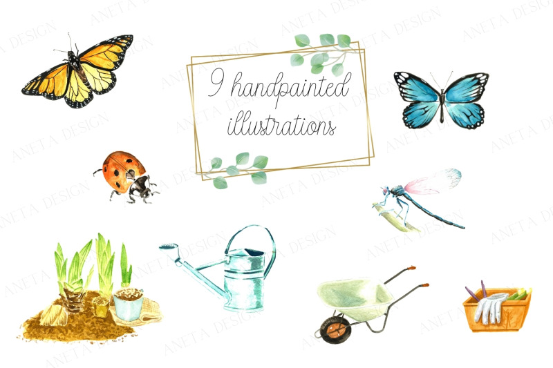 watercolor-gardening-set-spring-insects-gardening-tools-watercolor-butterflies