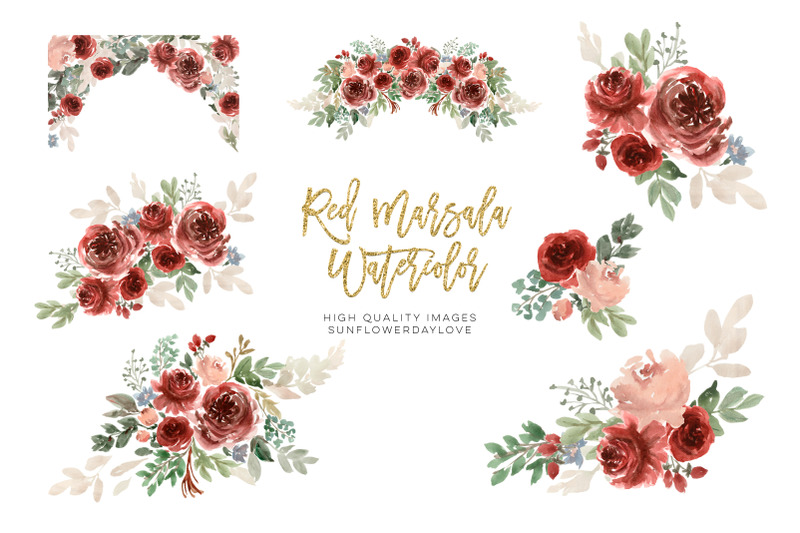 marsala-watercolor-clipart-flowers-flower-clipart-wedding