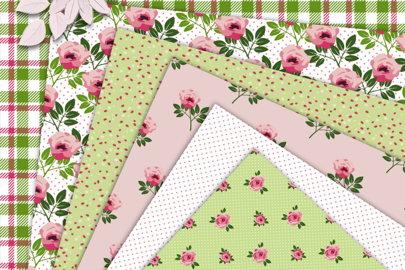 bright-roses-pink-green-and-white-seamless-patterns
