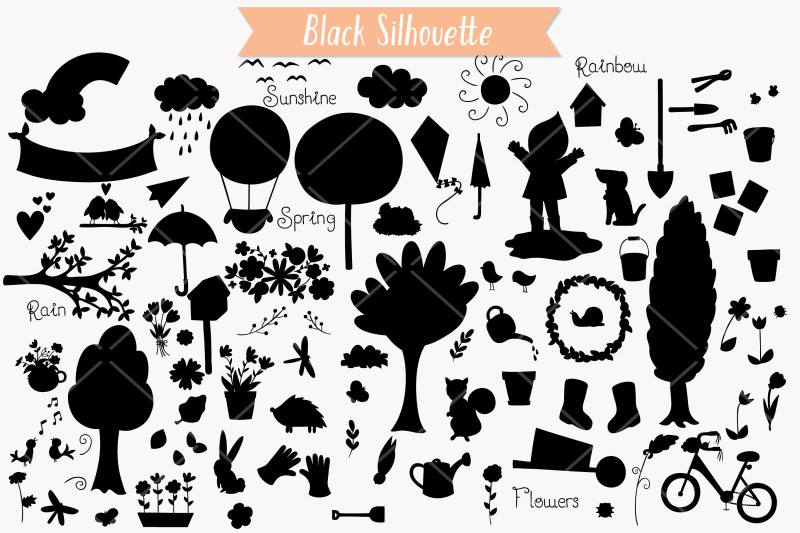 spring-season-doodles-gardening-bugs-bicycle-birds-flowers