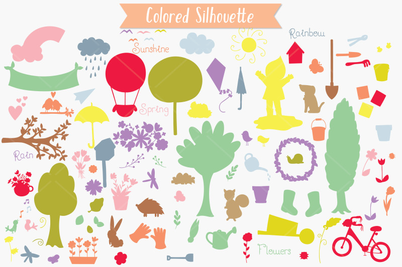 spring-season-color-doodles-gardening-bugs-bicycle-birds-flowers