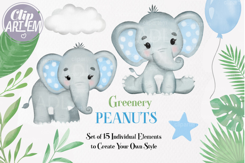 watercolor-cute-blue-boy-elephant-greenery-15-png-clip-art-sublimation