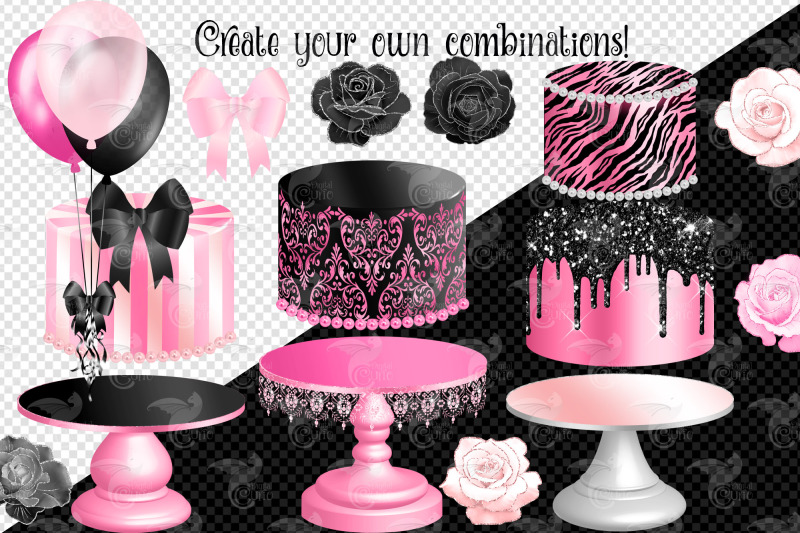 pink-and-black-cakes-clip-art