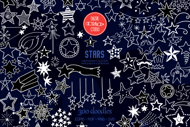 white-star-doodles-hand-drawn-constellation-shooting-star-garland