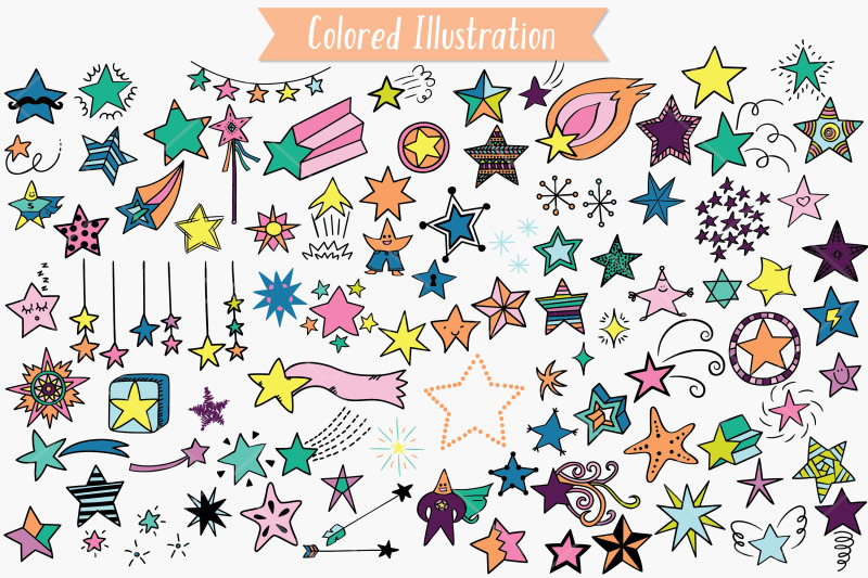 color-star-doodles-hand-drawn-constellation-shooting-star-garland