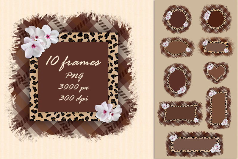 frames-with-leopard-print-on-a-plaid-background