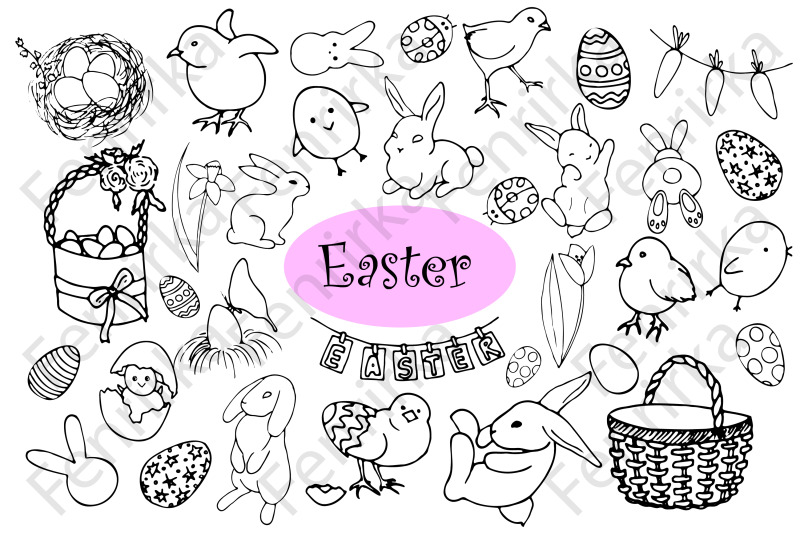 large-bundle-of-easter-nbsp-contour-hand-draw-doodle-nbsp-traditional-holiday