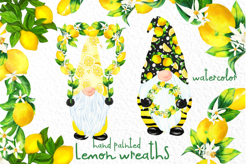 lemon-wreaths-clipart-cute-gnomes-citrus-png-citrus-bouquets