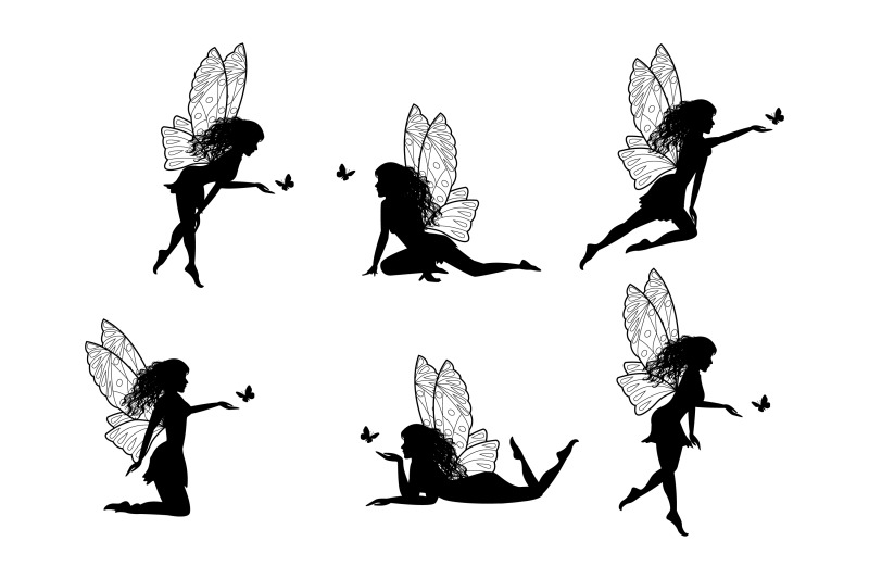 cute-fairy-and-butterfly-silhouette-collection