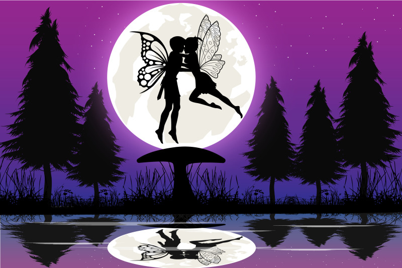 cute-fairy-fall-in-love-silhouette