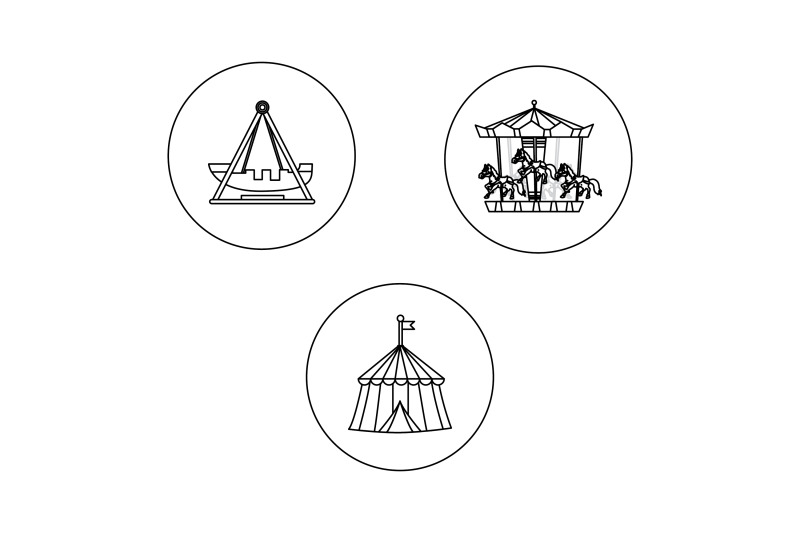 amusement-parks-circus-outline-bundle