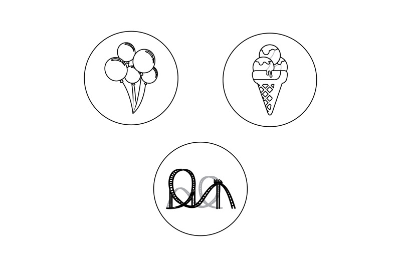 amusement-parks-cotton-candy-outline-bundle-icon