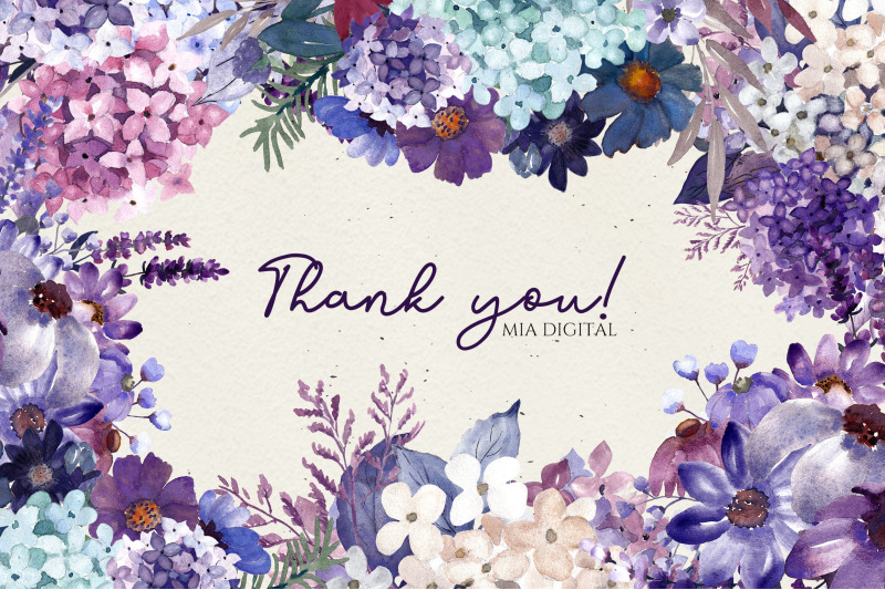 watercolor-hydrangea-violet-daisy-lavender-bouquets-flower-clipart