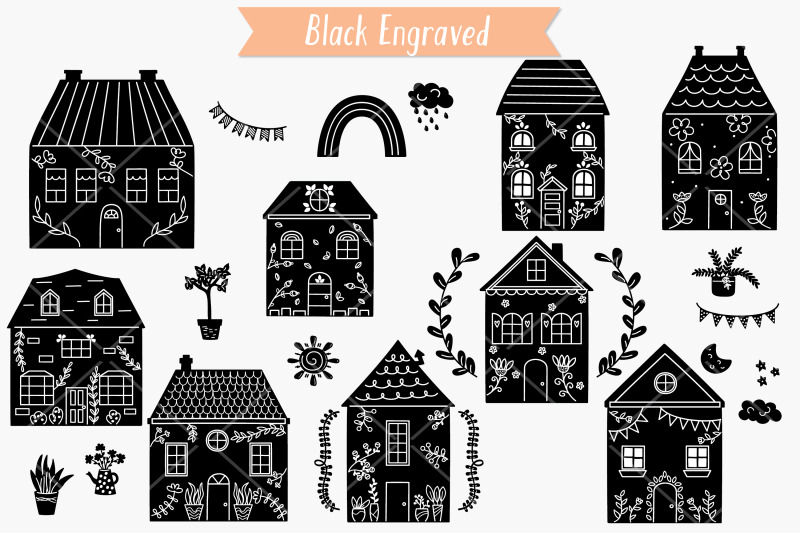 floral-cottage-doodles-home-nature-cute-house-flower-plants