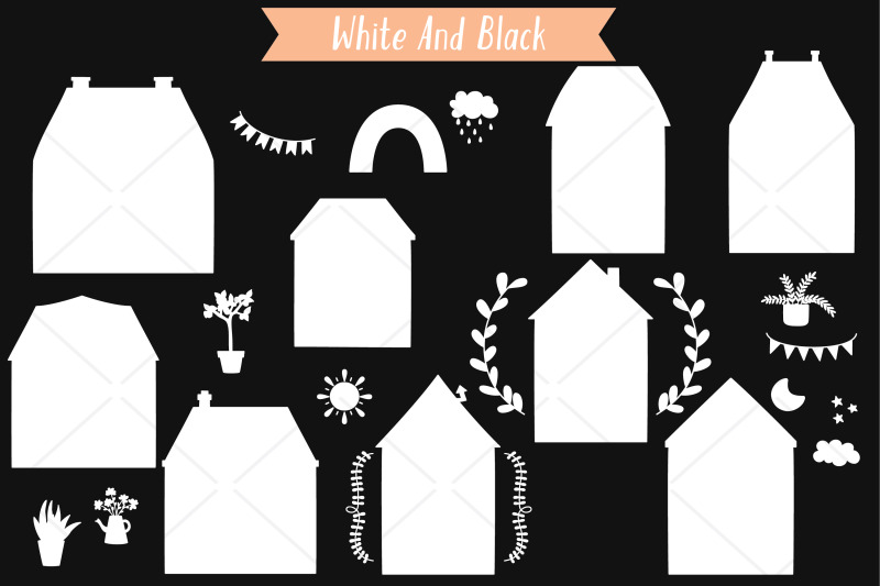 floral-cottage-white-doodles-home-nature-cute-house-flower-plant
