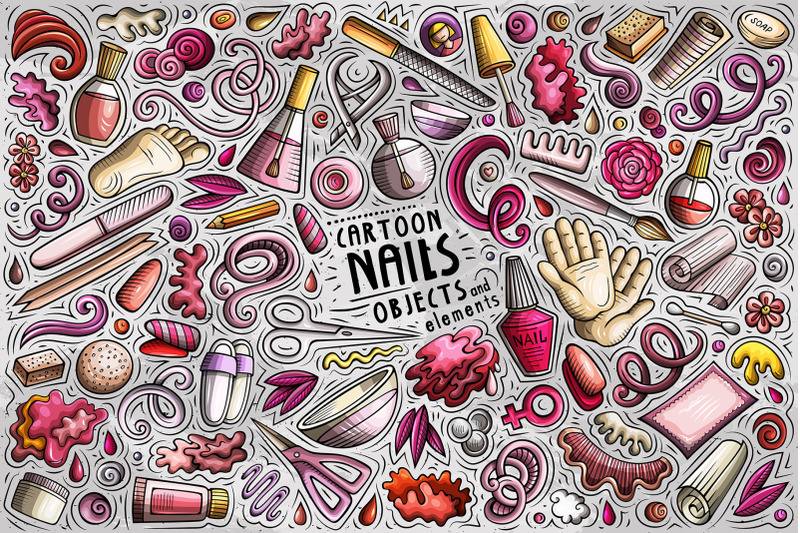 nail-studio-cartoon-objects-set