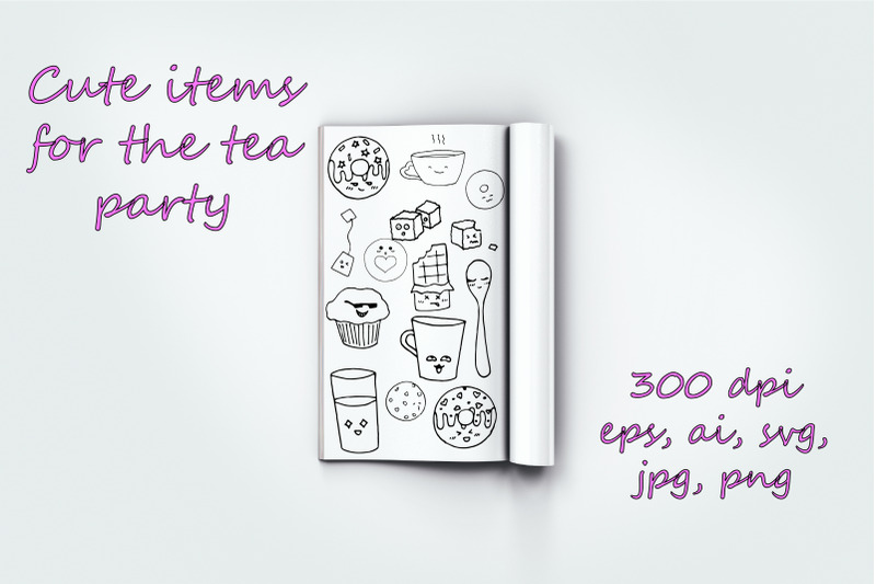 bundle-of-cute-outline-tea-party-eps-svg-ai-png-jpg