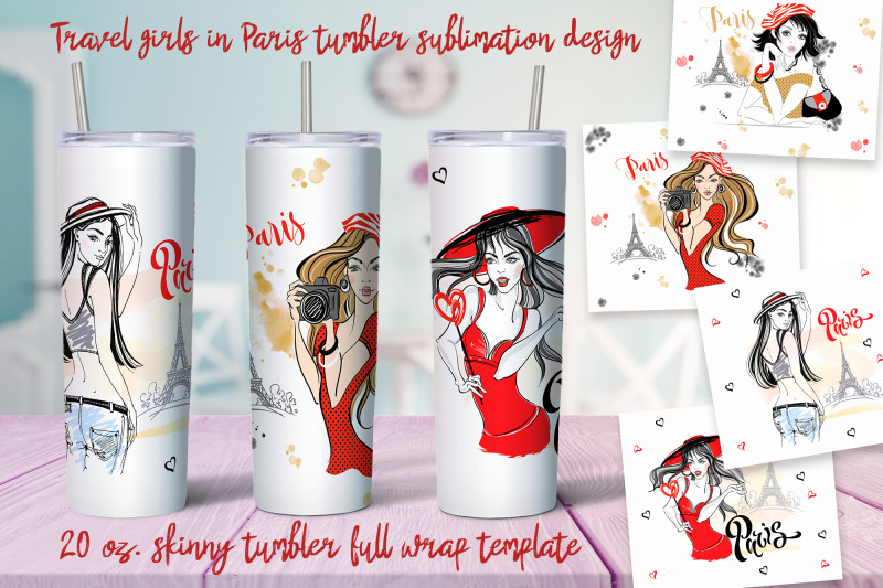 travel-girls-in-paris-tumbler-sublimation-design-png