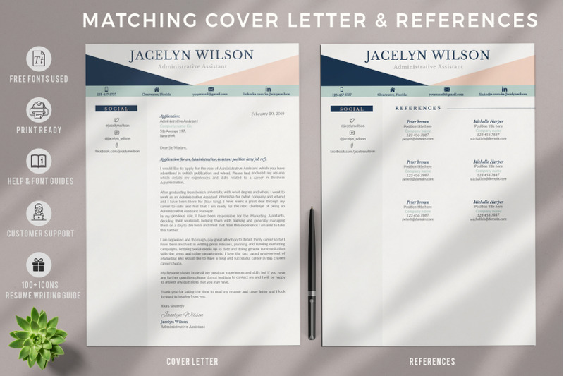 stylish-resume-for-administrative-cover-letter-and-references
