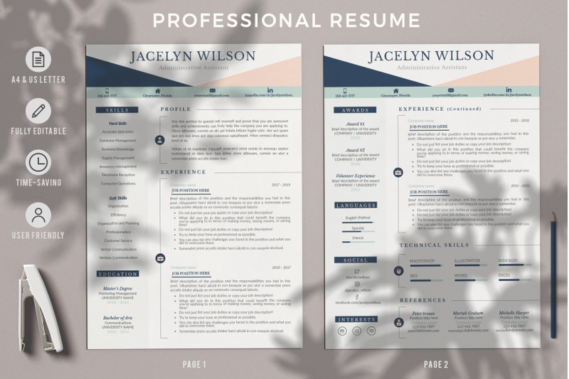 stylish-resume-for-administrative-cover-letter-and-references