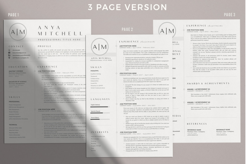 professional-resume-with-cover-letter-and-references-for-word-amp-pages