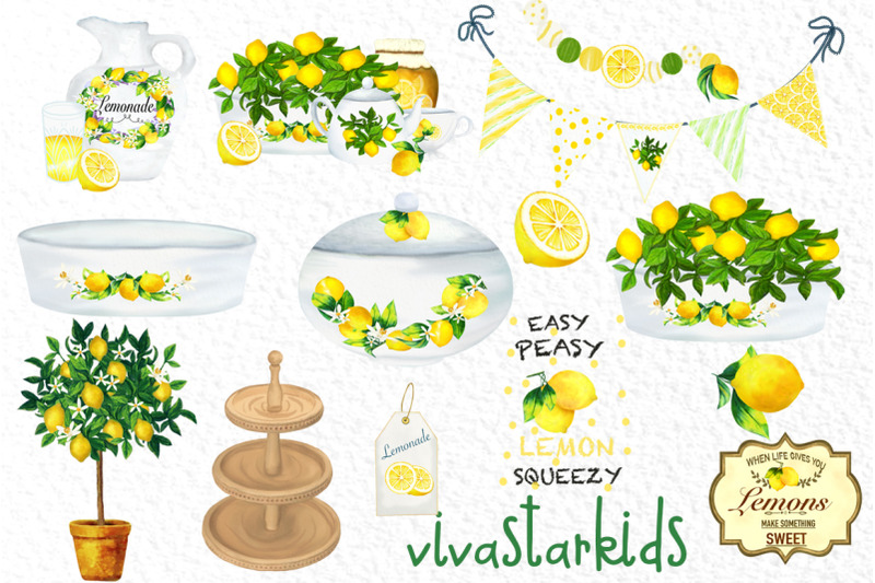 lemon-decor-clipart-lemon-tree-sublimation-kitchen-utensils