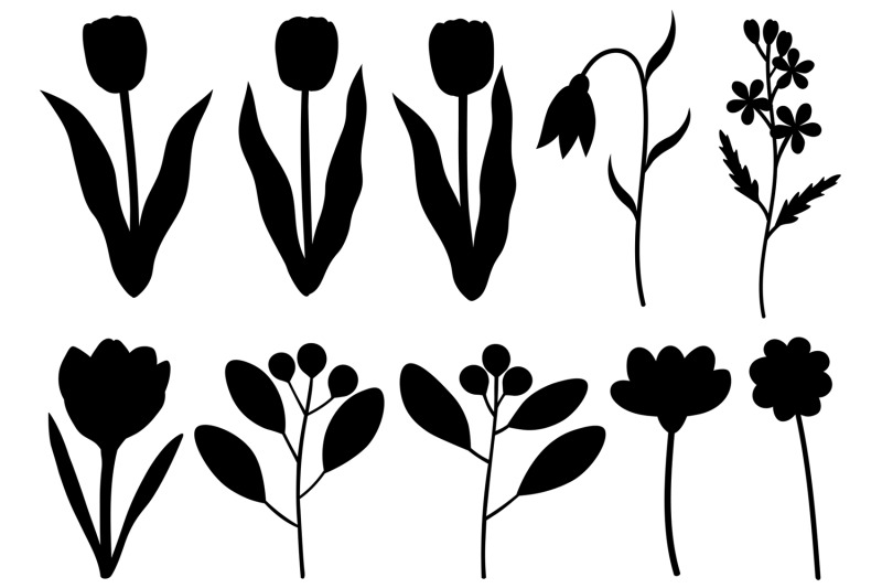 flowers-silhouettes-silhouettes-plants-leaves-silhouettes