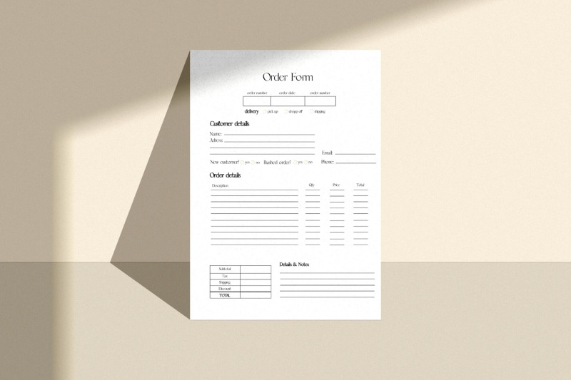 simple-order-form-template