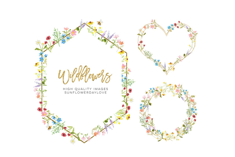 frame-watercolor-wildflowers-clipart-geometric-clipart-botanical