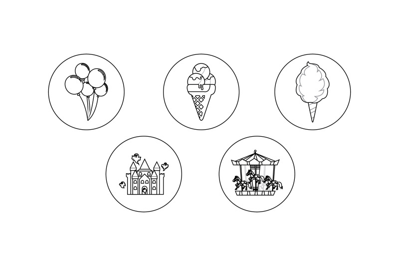 amusement-parks-ballon-outline-icon-bundle
