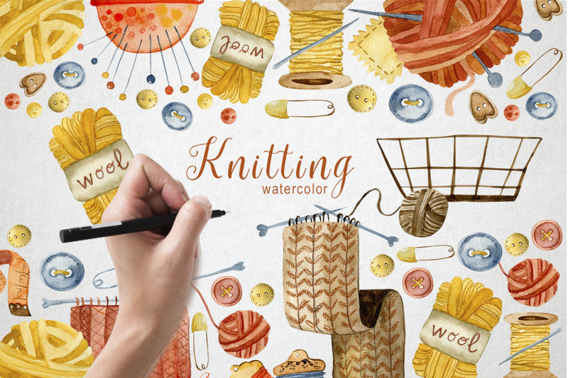 knitting-watercolor-illustrations