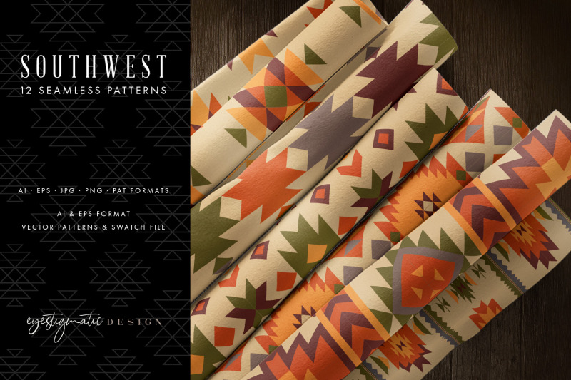 12-seamless-southwest-patterns-orange-brown-amp-green