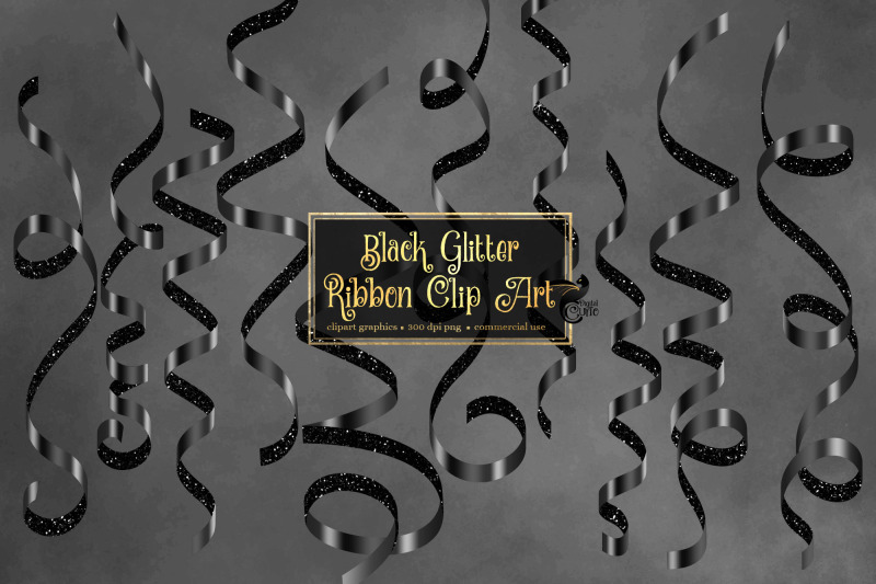 black-glitter-ribbons-clip-art