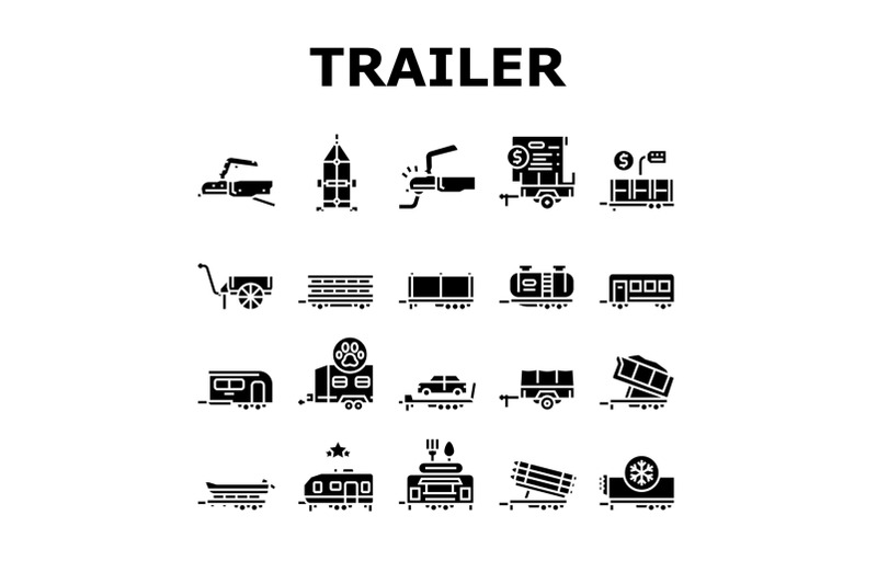 trailer-transport-collection-icons-set-vector