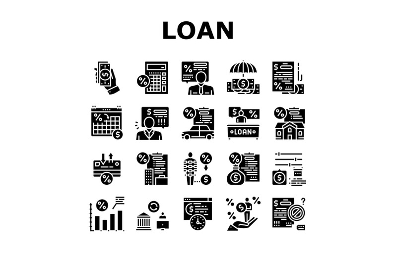 loan-financial-credit-collection-icons-set-vector