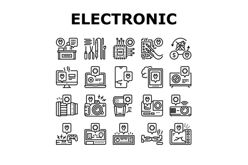 electronic-repair-collection-icons-set-vector