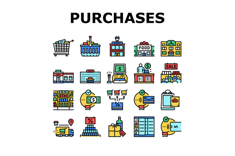 purchases-and-shopping-collection-icons-set-vector