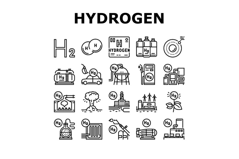 hydrogen-industry-collection-icons-set-vector