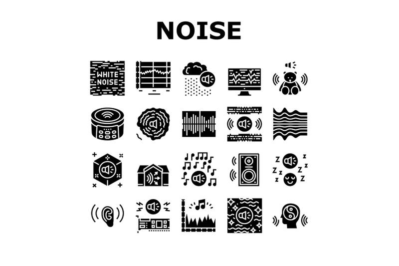 white-noise-hearing-collection-icons-set-vector