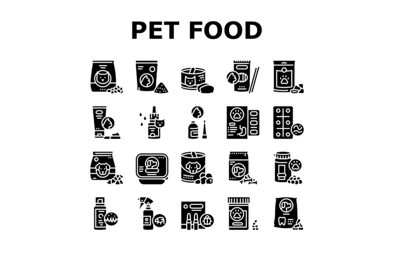 pet-products-food-collection-icons-set-vector