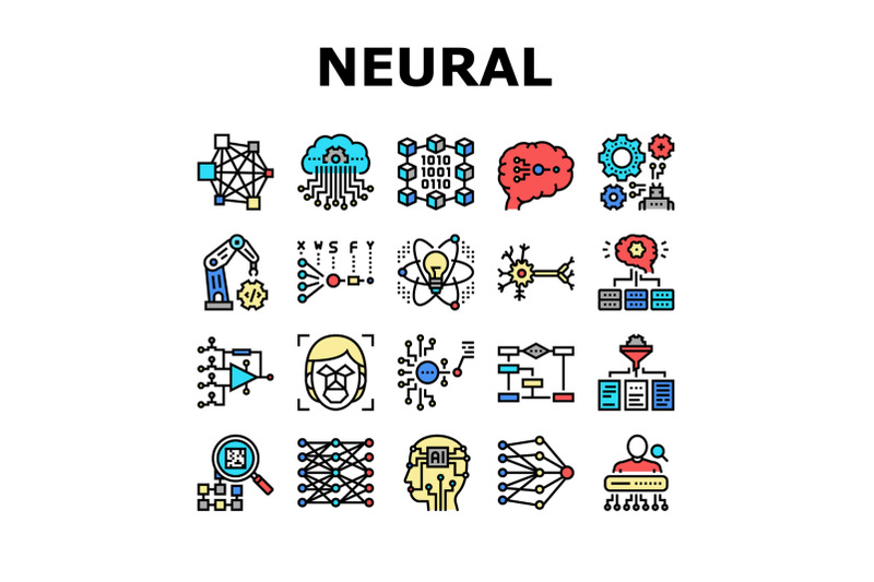 neural-network-and-ai-collection-icons-set-vector