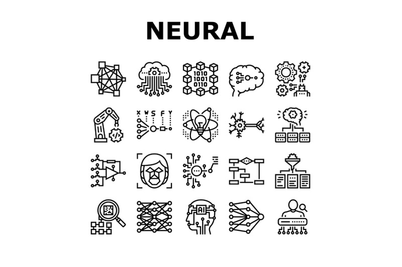 neural-network-and-ai-collection-icons-set-vector