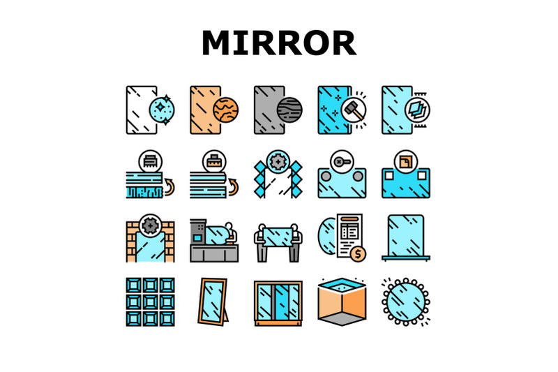 mirror-installation-collection-icons-set-vector