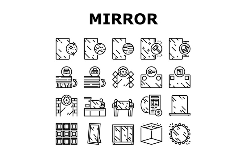 mirror-installation-collection-icons-set-vector