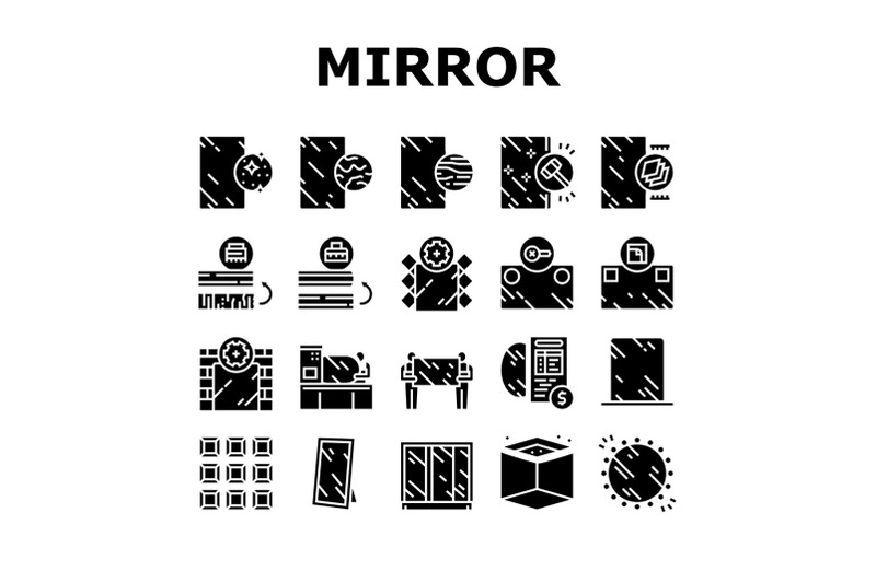 mirror-installation-collection-icons-set-vector