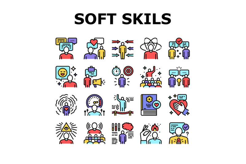soft-skills-people-collection-icons-set-vector