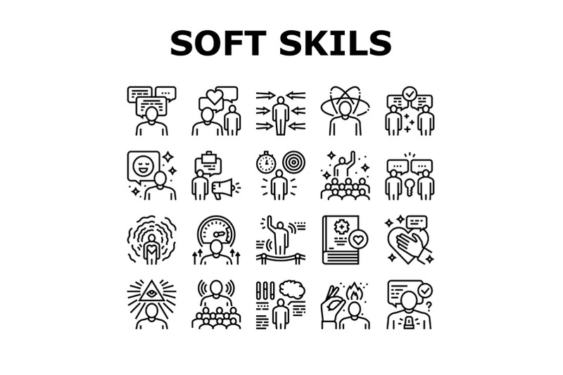 soft-skills-people-collection-icons-set-vector